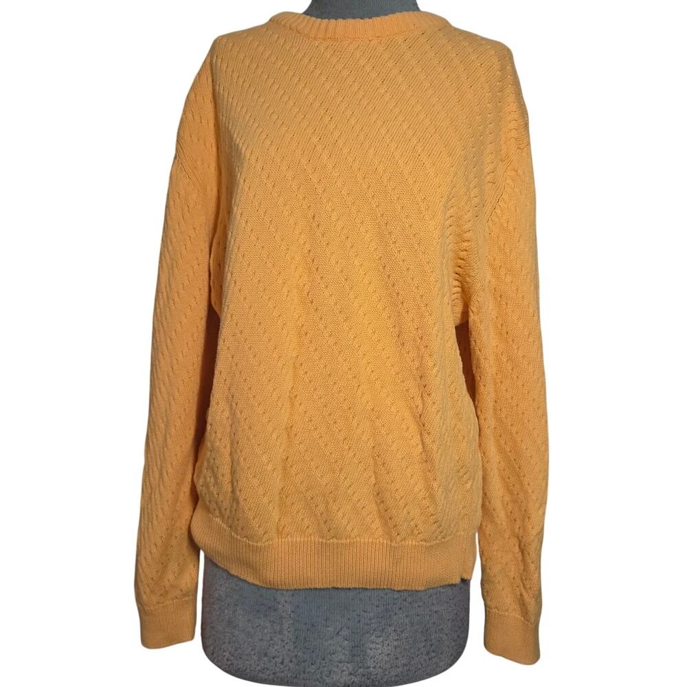 Orange Cotton Crew Neck Sweater Size Large